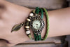 Fashion Womens Bracelet Vintage Weave Wrap Beads Wrist Watches