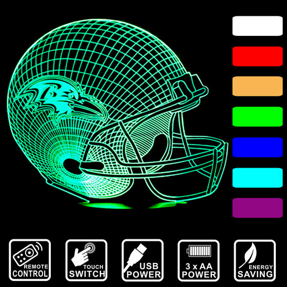 3D LED Night Light 7 Color for Baltimore Ravens fan